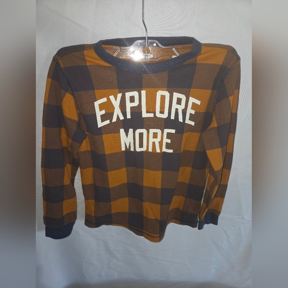 Old Navy Navy and Mustard Plaid Shirt